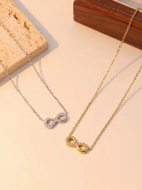 Sparkling Infinity Pendant Necklace in Gold or Silver